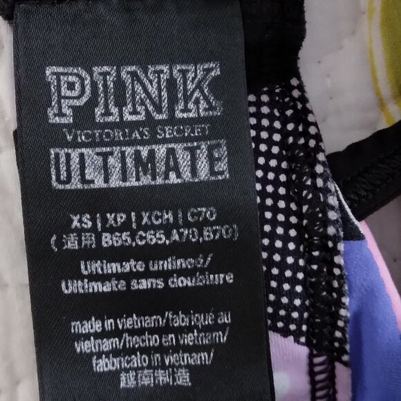 PINK Victoria's Secret | Black Print Strappy Ultimate Sports Bra | Size XS - Picture 4 of 4